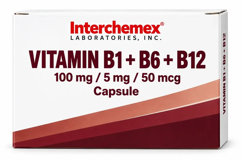Proposed packaging design for Vitamin B1 + B6 + B12, capsule