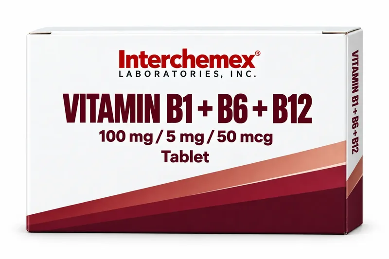 Proposed packaging design for Vitamin B1 + B6 + B12, tablet
