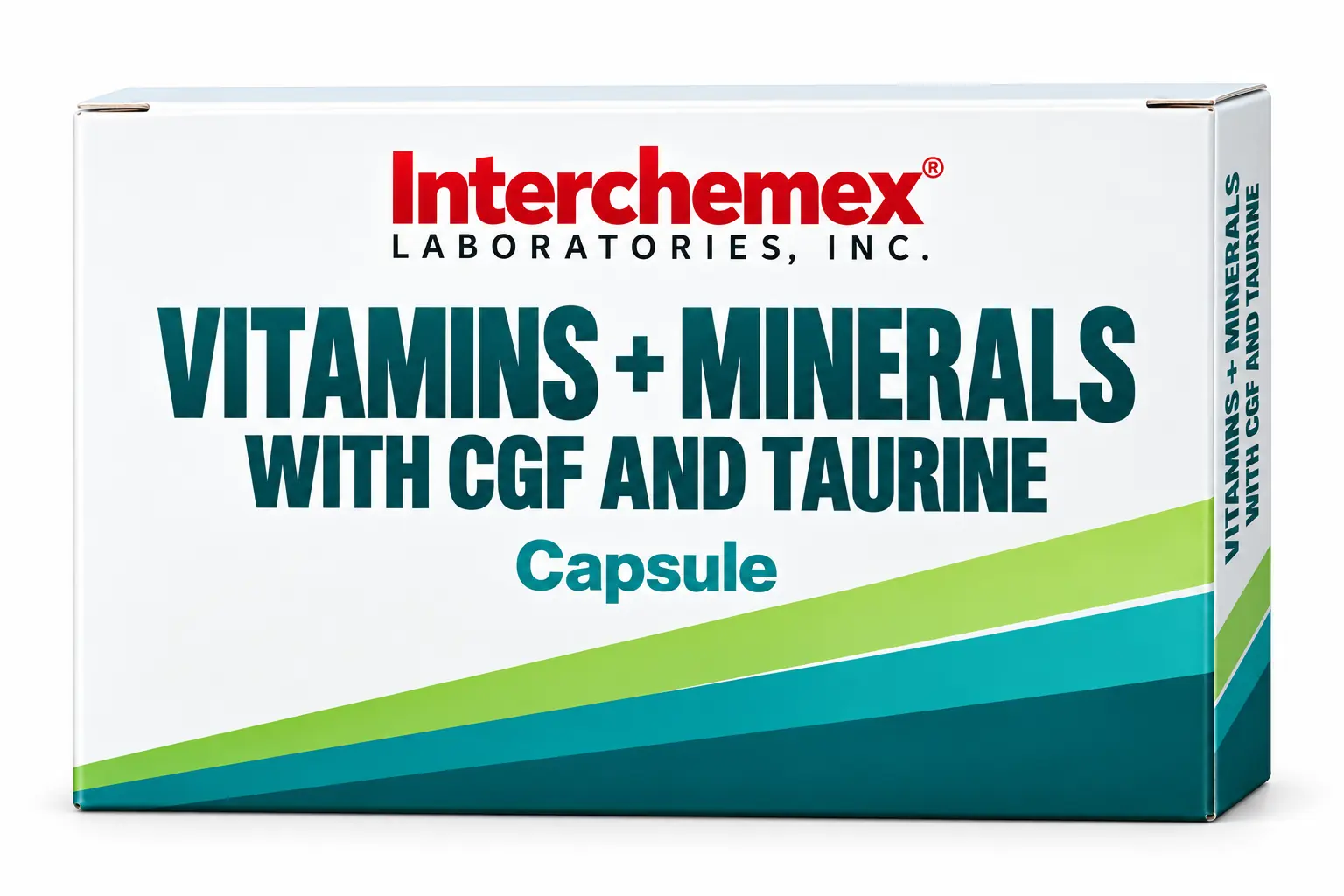 Proposed packaging design for Vitamins + Minerals with CGF and Taurine, capsule